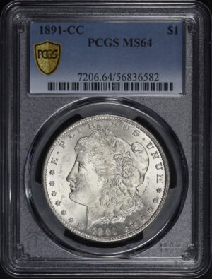 Obverse of this 1891-CC Morgan Dollar PCGS MS-64