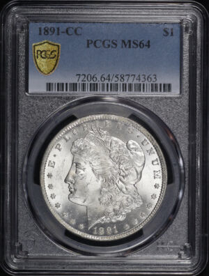 Obverse of this 1891-CC Morgan Dollar PCGS MS-64