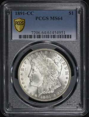 Obverse of this 1891-CC Morgan Dollar PCGS MS-64