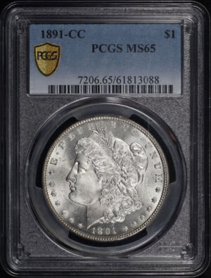 Obverse of this 1891-CC Morgan Dollar PCGS MS-65