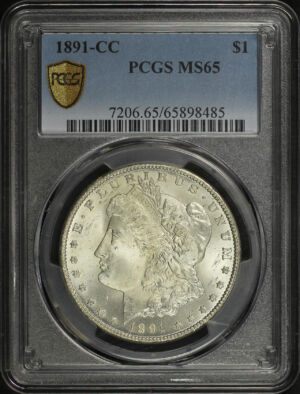 Obverse of this 1891-CC Morgan Dollar PCGS MS-65
