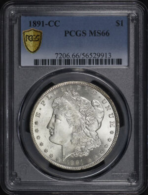 Obverse of this 1891-CC Morgan Dollar PCGS MS-66