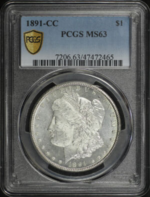 Obverse of this 1891-CC Morgan Dollar PCGS MS-63