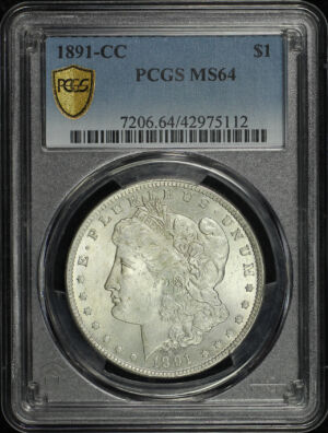 Obverse of this 1891-CC Morgan Dollar PCGS MS-64