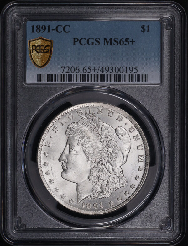 Obverse of this 1891-CC Morgan Dollar PCGS MS-65+