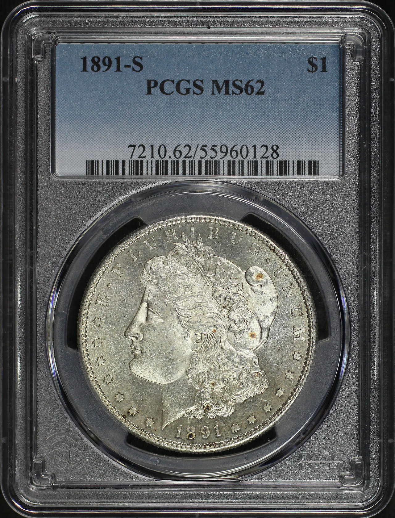 Obverse of this 1891-S Morgan Dollar PCGS MS-62