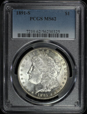 Obverse of this 1891-S Morgan Dollar PCGS MS-62