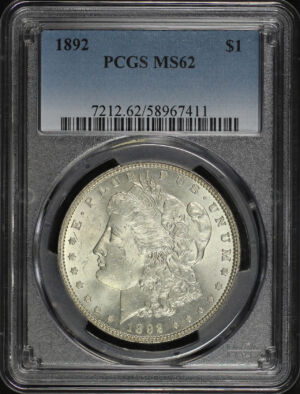 Obverse of this 1892 Morgan Dollar PCGS MS-62