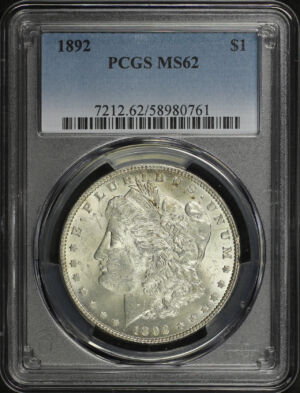 Obverse of this 1892 Morgan Dollar PCGS MS-62