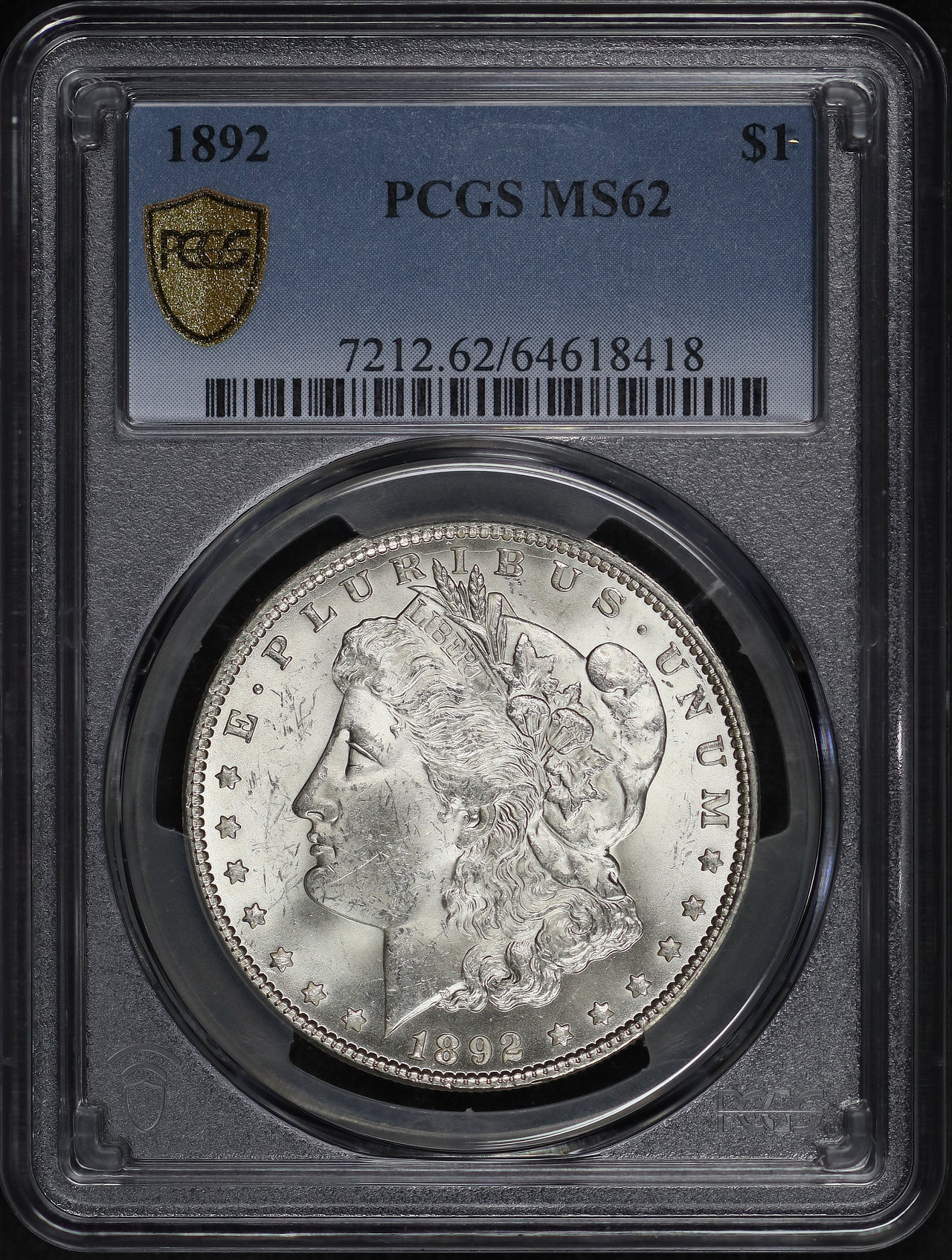 Obverse of this 1892 Morgan Dollar PCGS MS-62