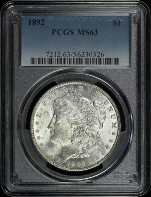 Obverse of this 1892 Morgan Dollar PCGS MS-63