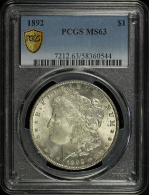 Obverse of this 1892 Morgan Dollar PCGS MS-63