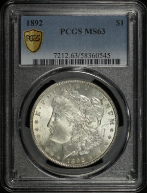 Obverse of this 1892 Morgan Dollar PCGS MS-63