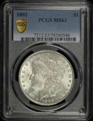 Obverse of this 1892 Morgan Dollar PCGS MS-63