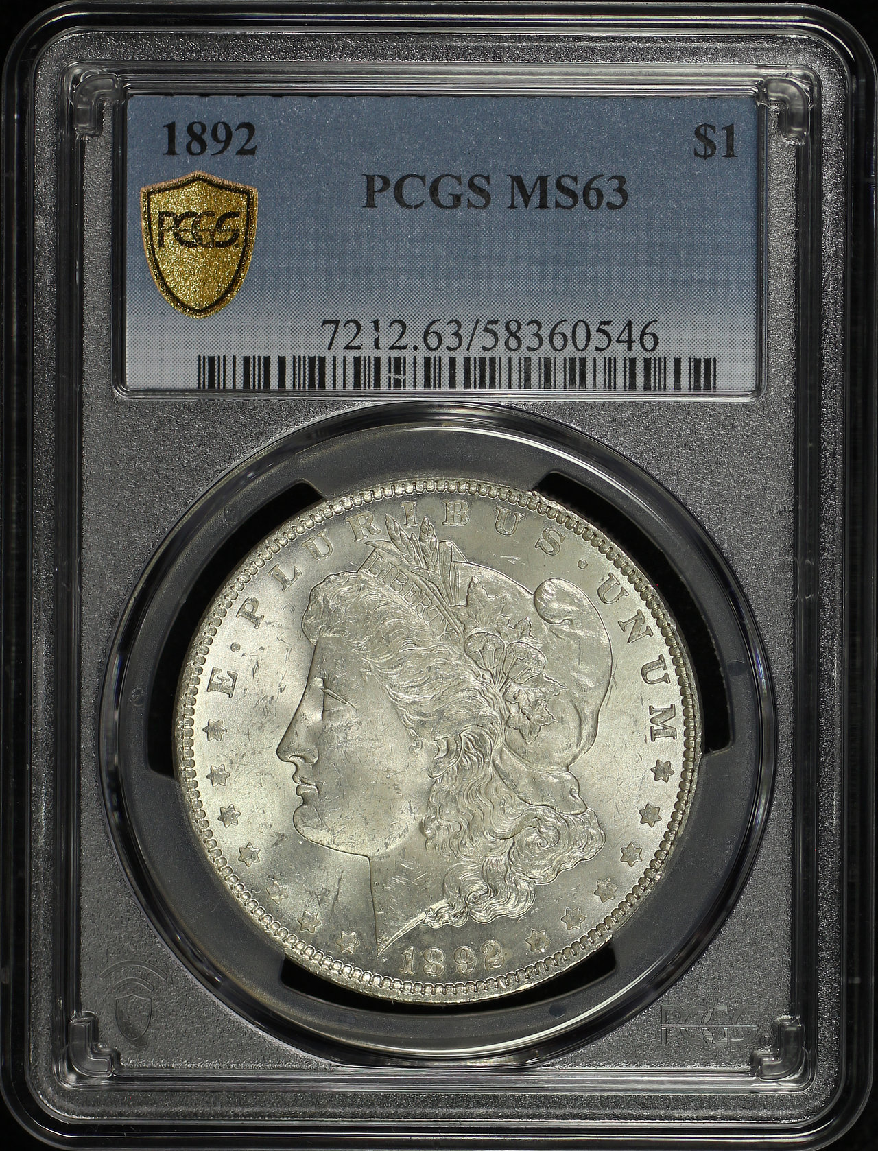 Obverse of this 1892 Morgan Dollar PCGS MS-63