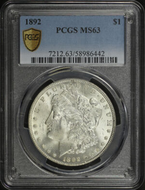 Obverse of this 1892 Morgan Dollar PCGS MS-63