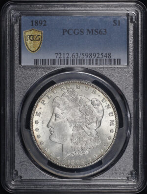 Obverse of this 1892 Morgan Dollar PCGS MS-63