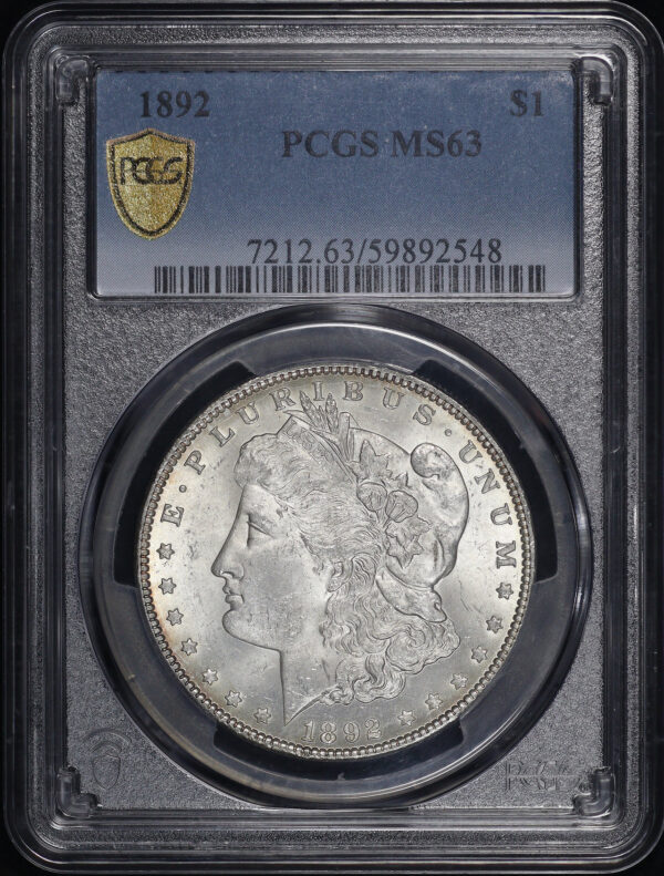 Obverse of this 1892 Morgan Dollar PCGS MS-63