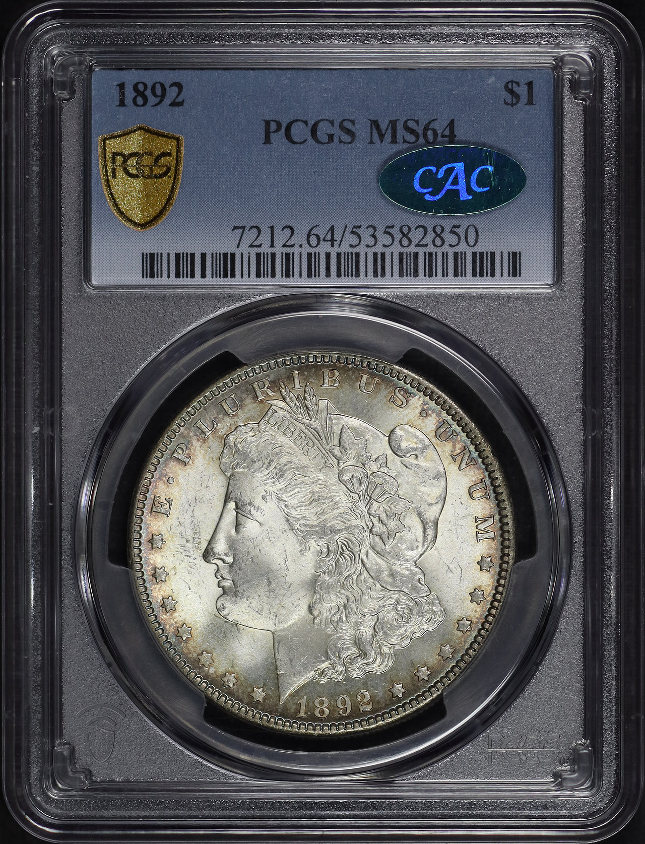 Obverse of this 1892 Morgan Dollar PCGS MS-64 CAC