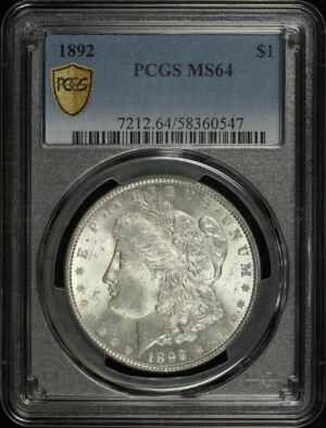 Obverse of this 1892 Morgan Dollar PCGS MS-64