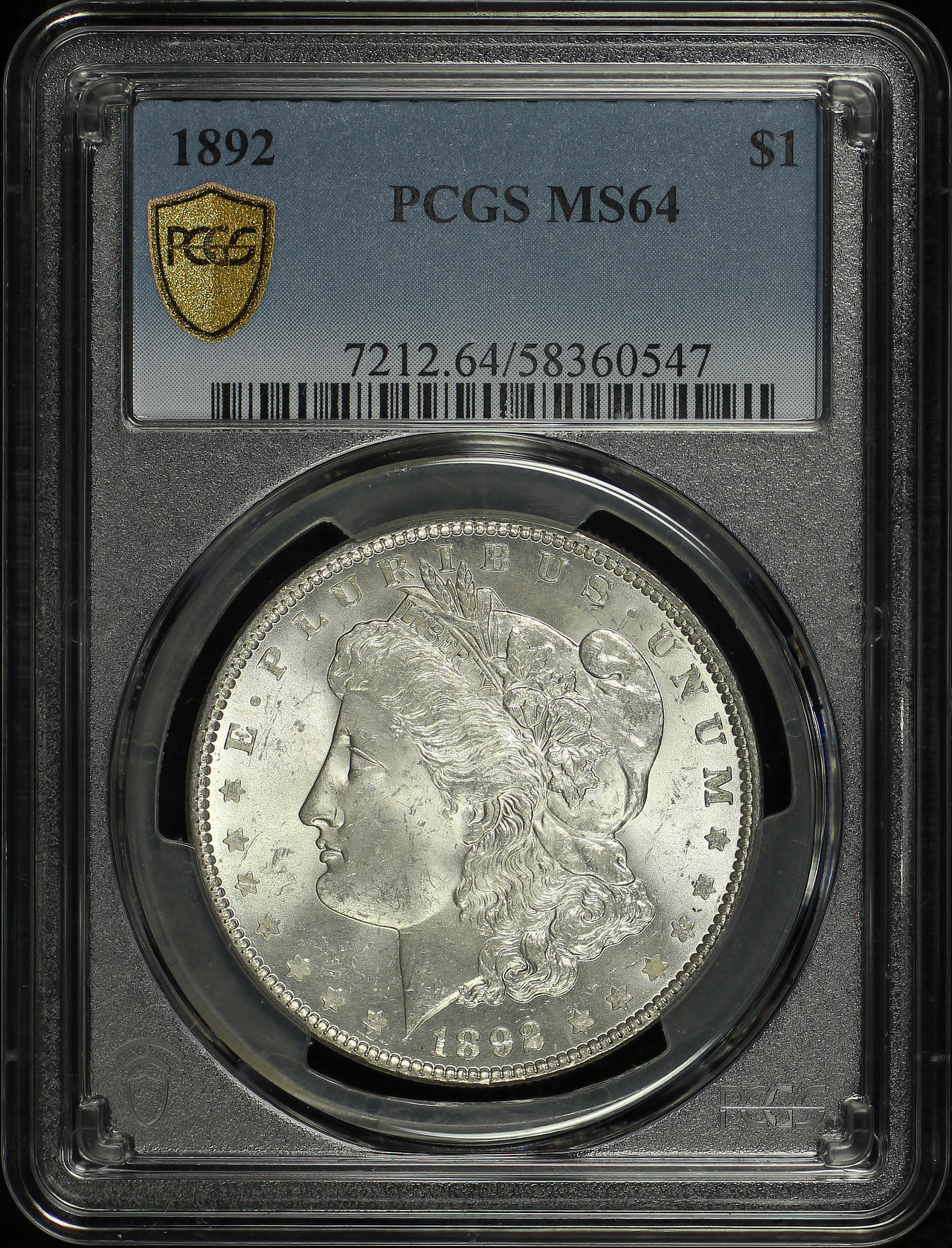Obverse of this 1892 Morgan Dollar PCGS MS-64