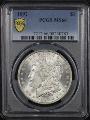Obverse of this 1892 Morgan Dollar PCGS MS-66