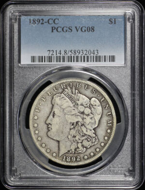 Obverse of this 1892-CC Morgan Dollar PCGS VG-08