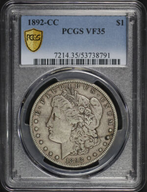 Obverse of this 1892-CC Morgan Dollar PCGS VF-35