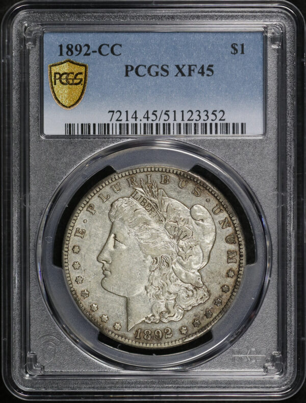 Obverse of this 1892-CC Morgan Dollar PCGS XF-45