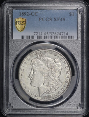 Obverse of this 1892-CC Morgan Dollar PCGS XF-45