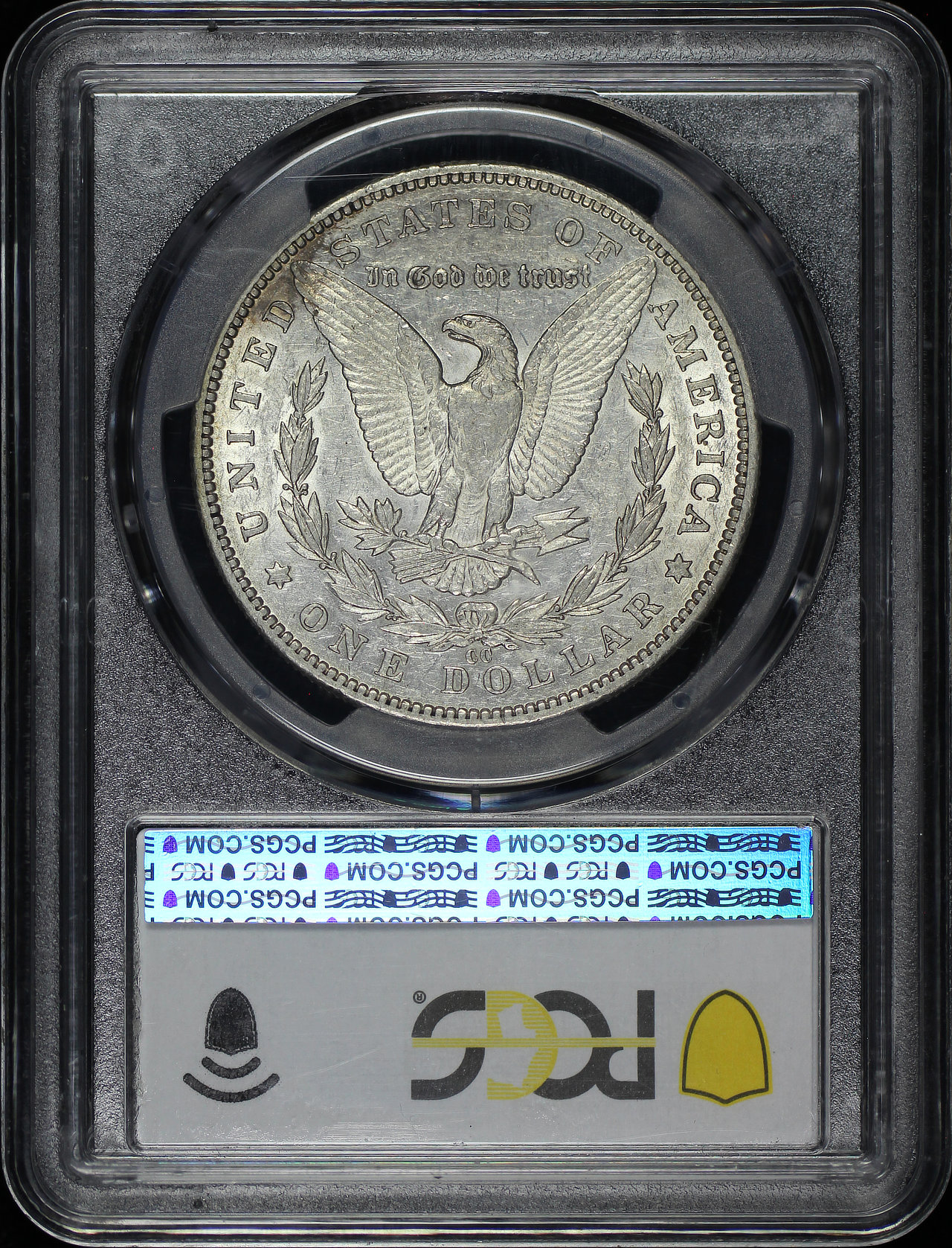 Reverse of this 1892-CC Morgan Dollar PCGS AU-50