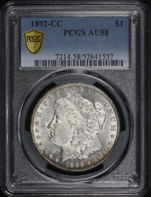 Obverse of this 1892-CC Morgan Dollar PCGS AU-58