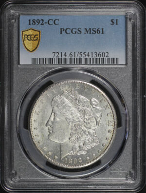 Obverse of this 1892-CC Morgan Dollar PCGS MS-61