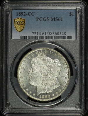 Obverse of this 1892-CC Morgan Dollar PCGS MS-61