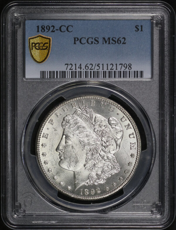 Obverse of this 1892-CC Morgan Dollar PCGS MS-62