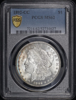 Obverse of this 1892-CC Morgan Dollar PCGS MS-62