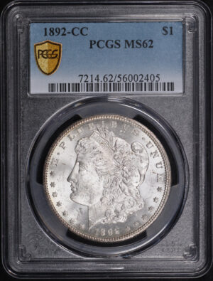 Obverse of this 1892-CC Morgan Dollar PCGS MS-62