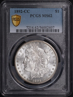Obverse of this 1892-CC Morgan Dollar PCGS MS-62