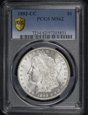Obverse of this 1892-CC Morgan Dollar PCGS MS-62