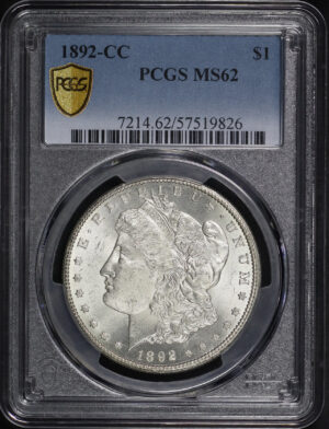 Obverse of this 1892-CC Morgan Dollar PCGS MS-62