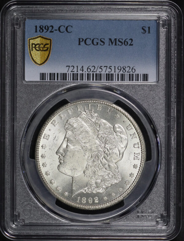 Obverse of this 1892-CC Morgan Dollar PCGS MS-62