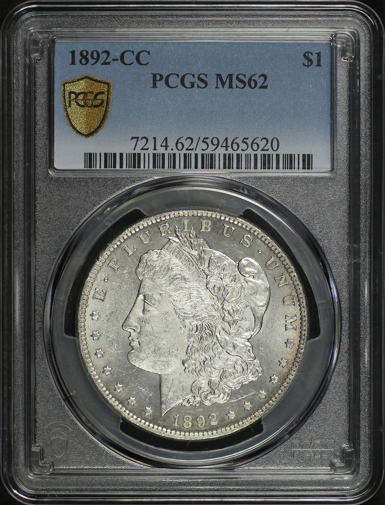 Obverse of this 1892-CC Morgan Dollar PCGS MS-62