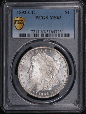 Obverse of this 1892-CC Morgan Dollar PCGS MS-63