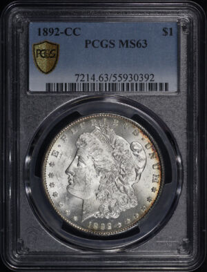 Obverse of this 1892-CC Morgan Dollar PCGS MS-63