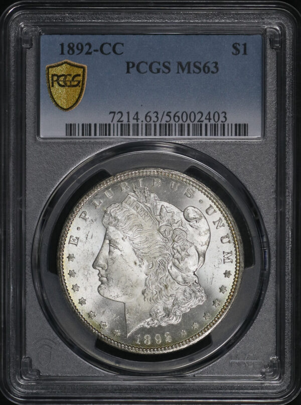 Obverse of this 1892-CC Morgan Dollar PCGS MS-63