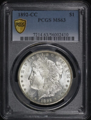 Obverse of this 1892-CC Morgan Dollar PCGS MS-63
