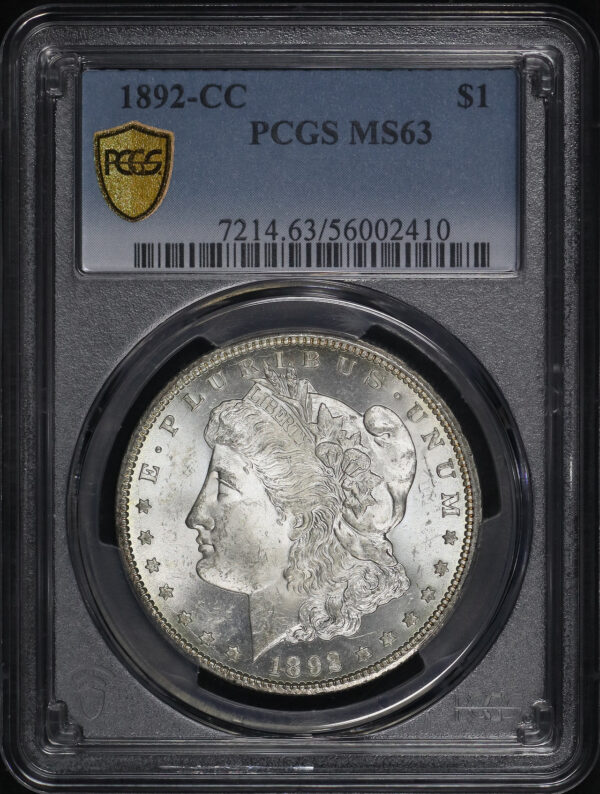 Obverse of this 1892-CC Morgan Dollar PCGS MS-63