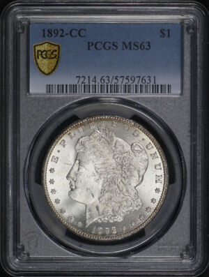 Obverse of this 1892-CC Morgan Dollar PCGS MS-63