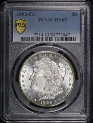 Obverse of this 1892-CC Morgan Dollar PCGS MS-63