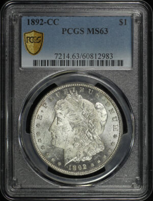 Obverse of this 1892-CC Morgan Dollar PCGS MS-63